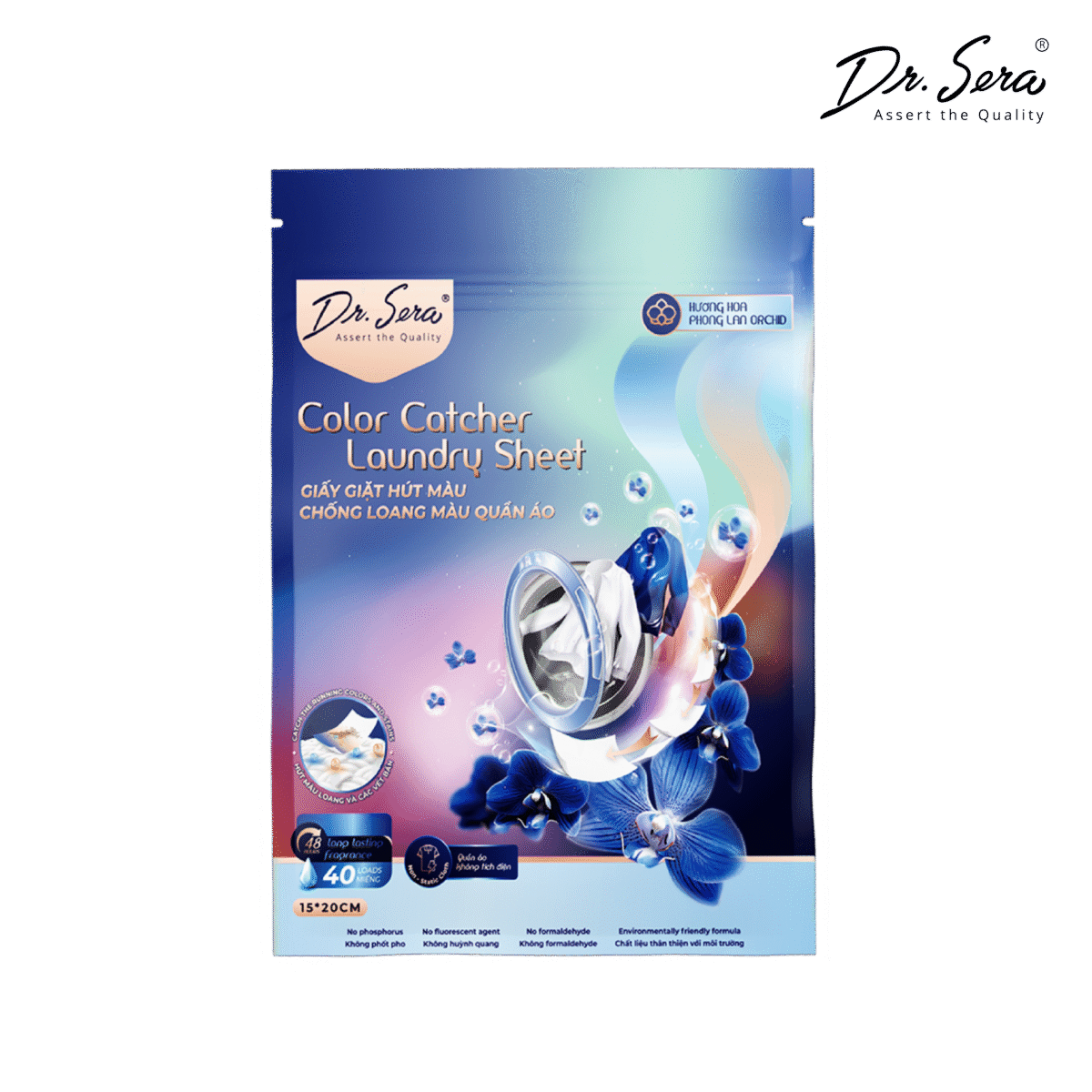 Giấy giặt hút màu, chống loang màu quần áo hương phong lan Color Catcher Laundry Sheet Orchid - Ảnh 1