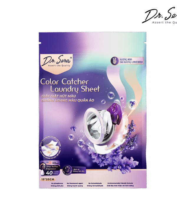 Giấy giặt hút màu, chống loang màu quần áo hương oải hương Color Catcher Laundry Sheet Lavender