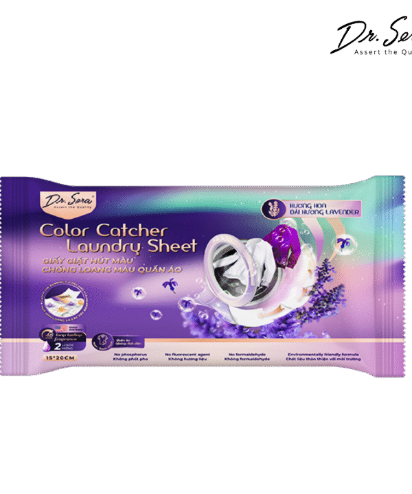 Giấy giặt hút màu, chống loang màu quần áo hương oải hương Color Catcher Laundry Sheet Lavender
