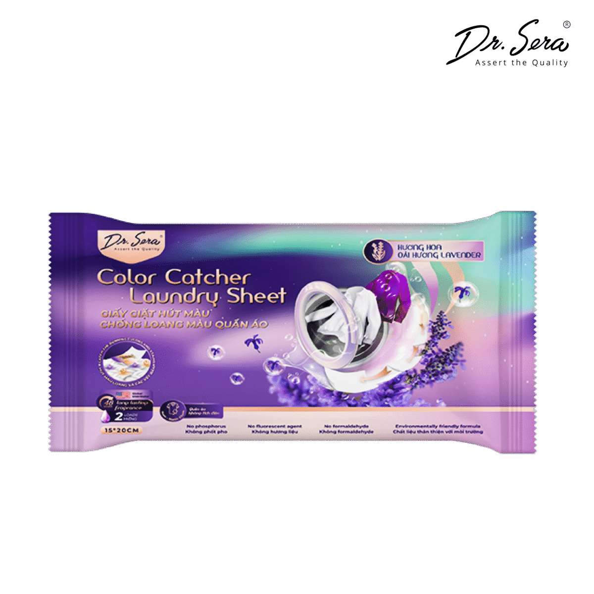 Giấy giặt hút màu, chống loang màu quần áo hương oải hương Color Catcher Laundry Sheet Lavender - Ảnh 1