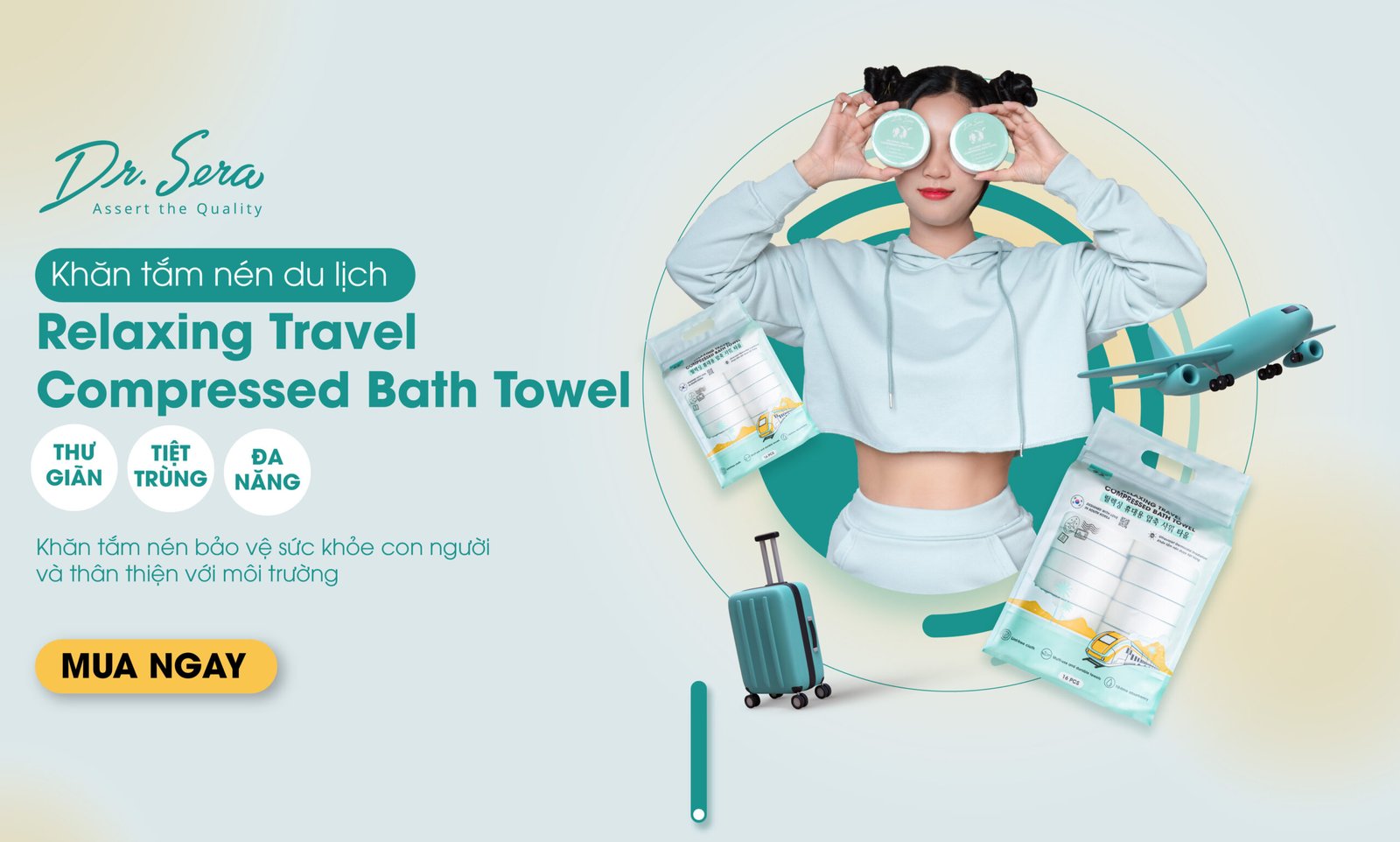 khan tam nen cotton tiet trung uv mem min an toan voi moi lan da dr sera relaxing travel compressed bath towel 0 scaled