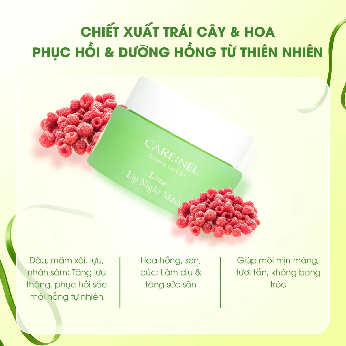 Mặt nạ ngủ môi dưỡng ẩm hồng môi tẩy tế bào hương chanh Care:nel Lime Lip Night Mask 23g - Ảnh 8