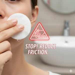 Dùng bông tẩy trang sai cách gây hại da thế nào?