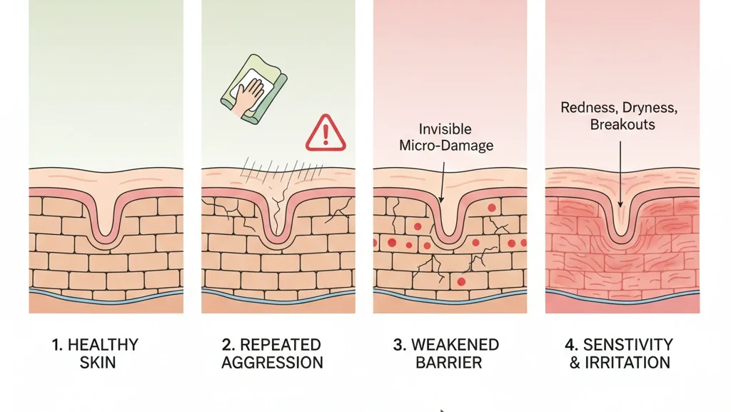 Dùng bông tẩy trang sai cách gây hại da thế nào?