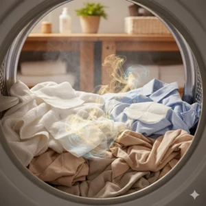 Vì sao quần áo khô cứng sau khi sấy?