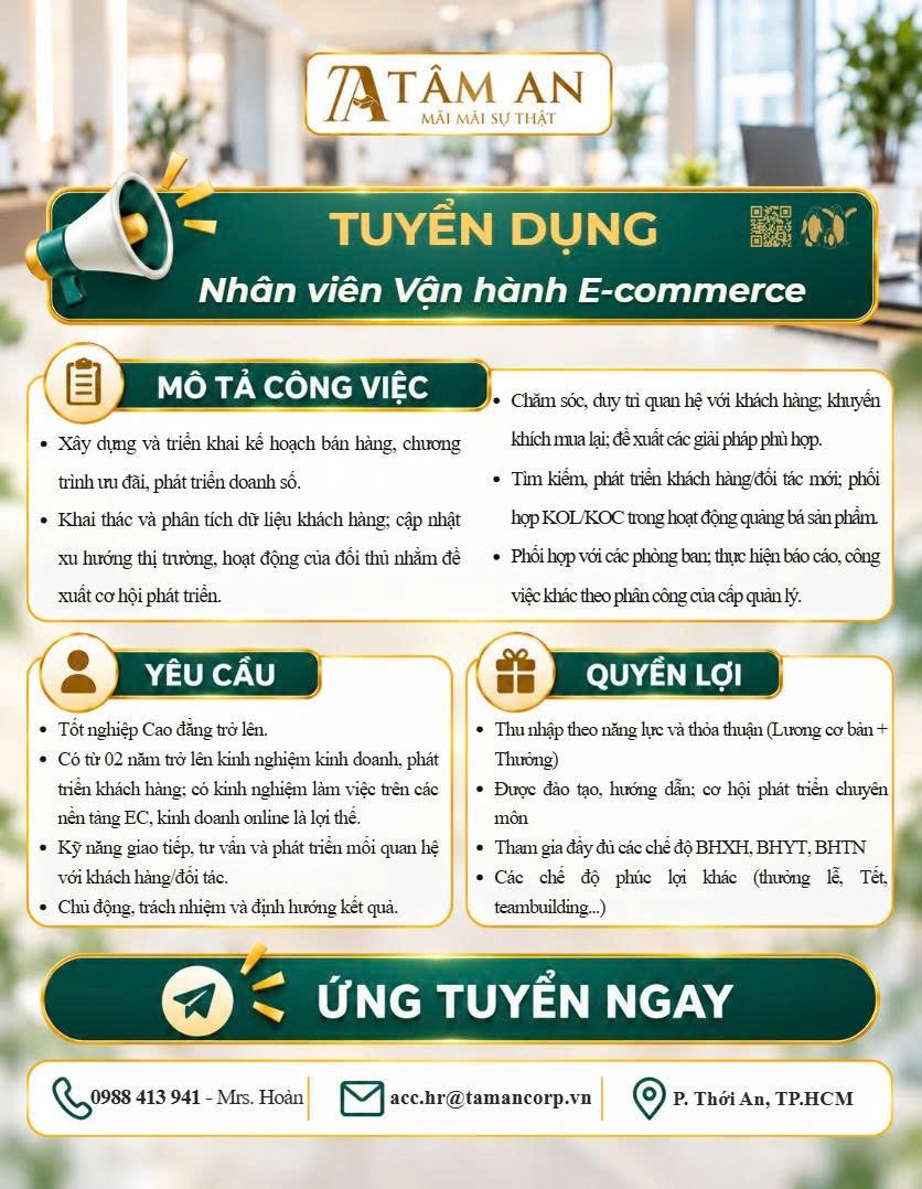 tuyen dung tam an cosmetics